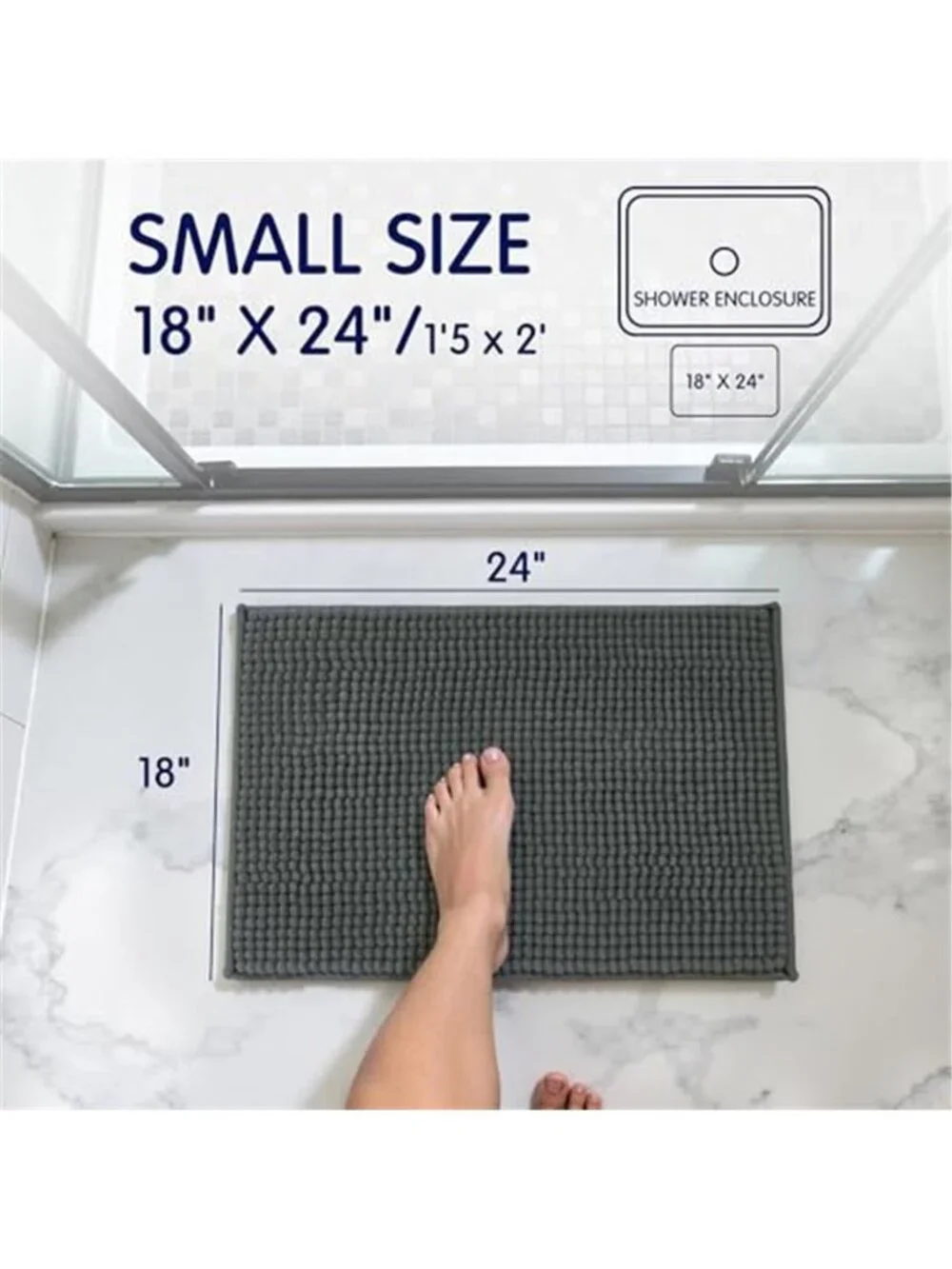 Bath Mat 18x24 Plush Absorbent Non Slip Bathroom Rug Soft Washable Carpet
